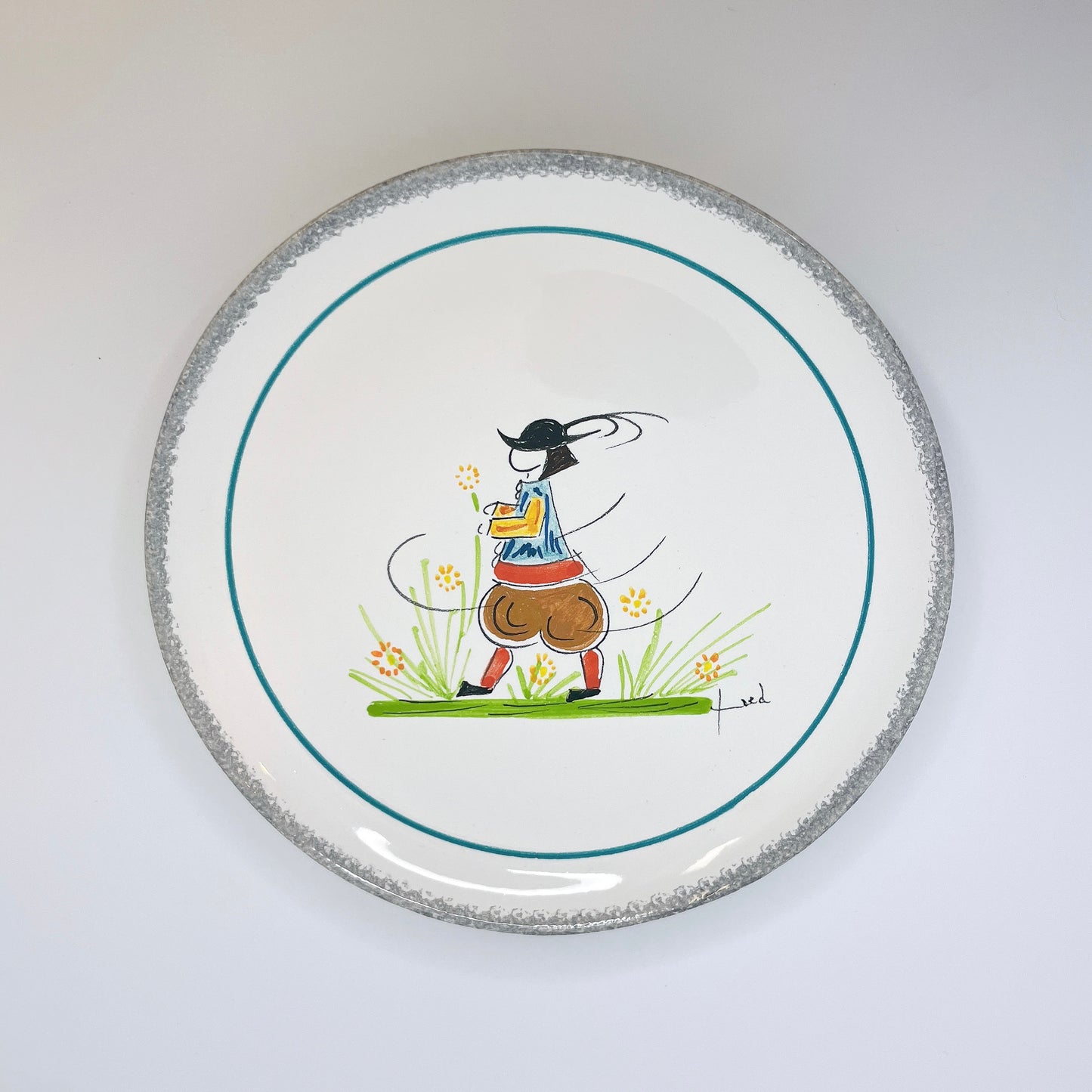 人物文の絵皿 Man（仏・カンペール）