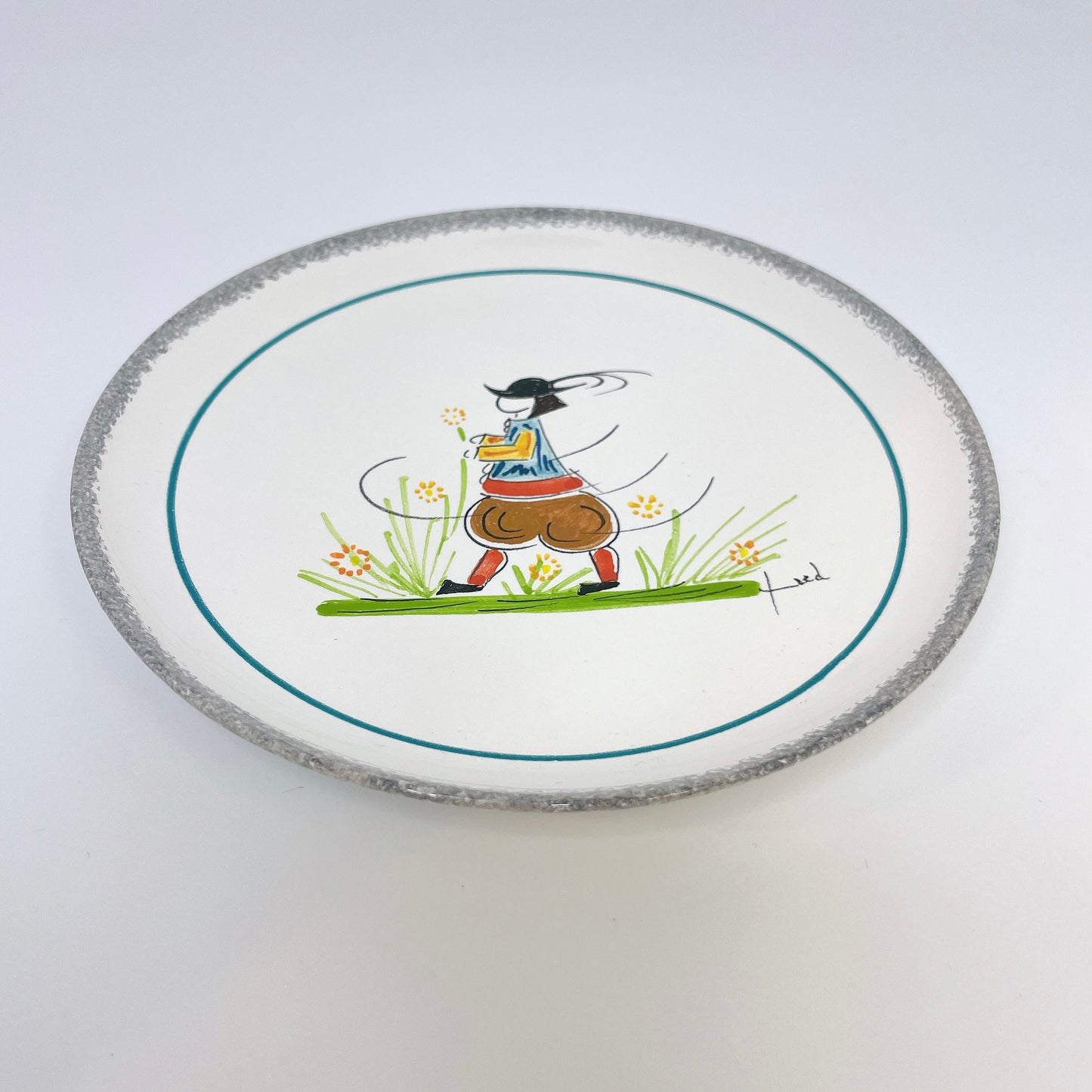 人物文の絵皿 Man（仏・カンペール）