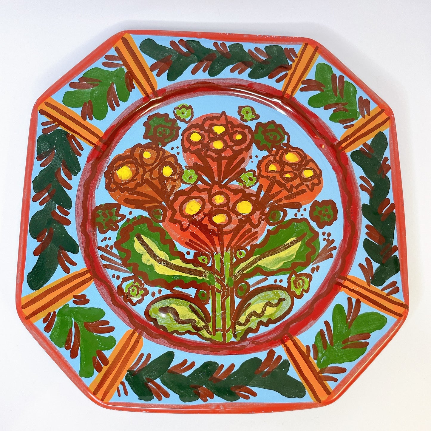 お花が可愛い大きなお皿💐（カンペール焼き）