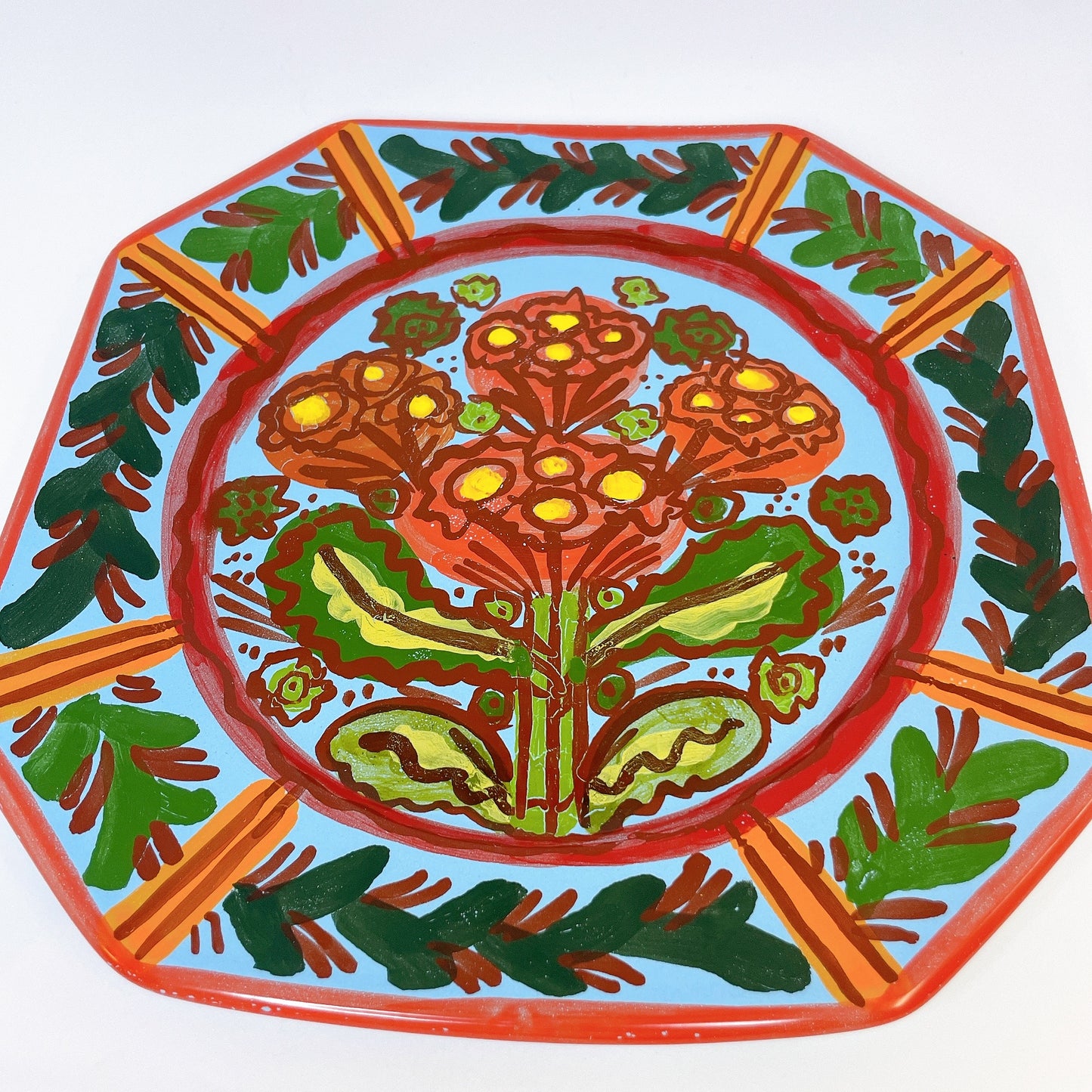 お花が可愛い大きなお皿💐（カンペール焼き）